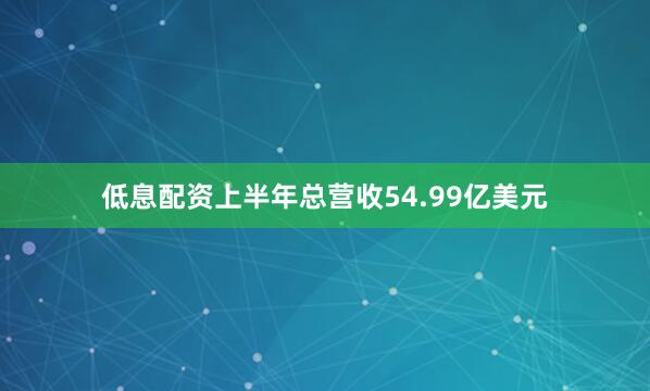 低息配资上半年总营收54.99亿美元