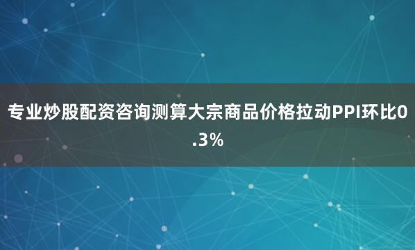 专业炒股配资咨询测算大宗商品价格拉动PPI环比0.3%